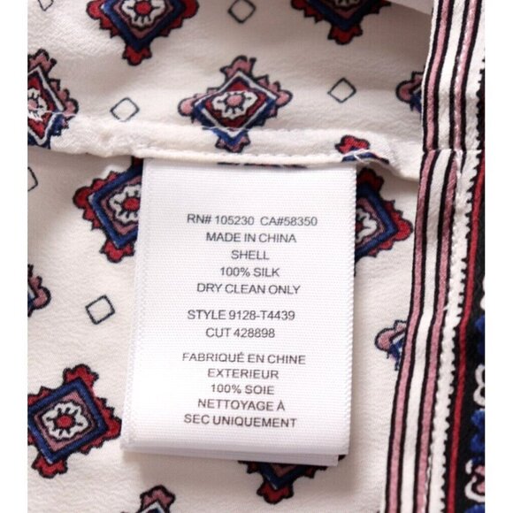 Joie Women's Medium Multicolor White Tank Top Sleeveless Silk Paisley Blouse - Picture 3 of 6